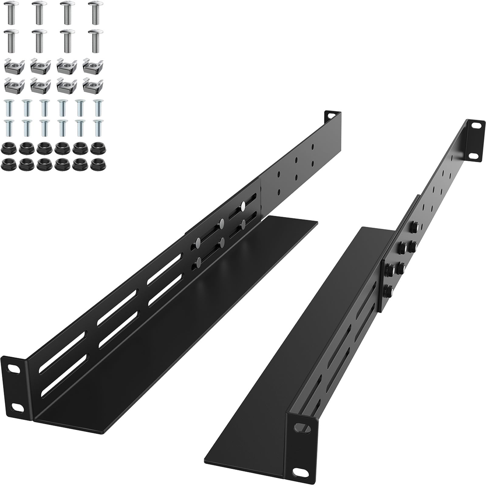 Guide universali per montaggio su rack 1U, guida rack per server a 4 montanti | Profondità regolabile da 40,6 a 76,2 cm, compatibile con APC, HP, IBM, DELL, Compaq Cabinet (confezione da 1)