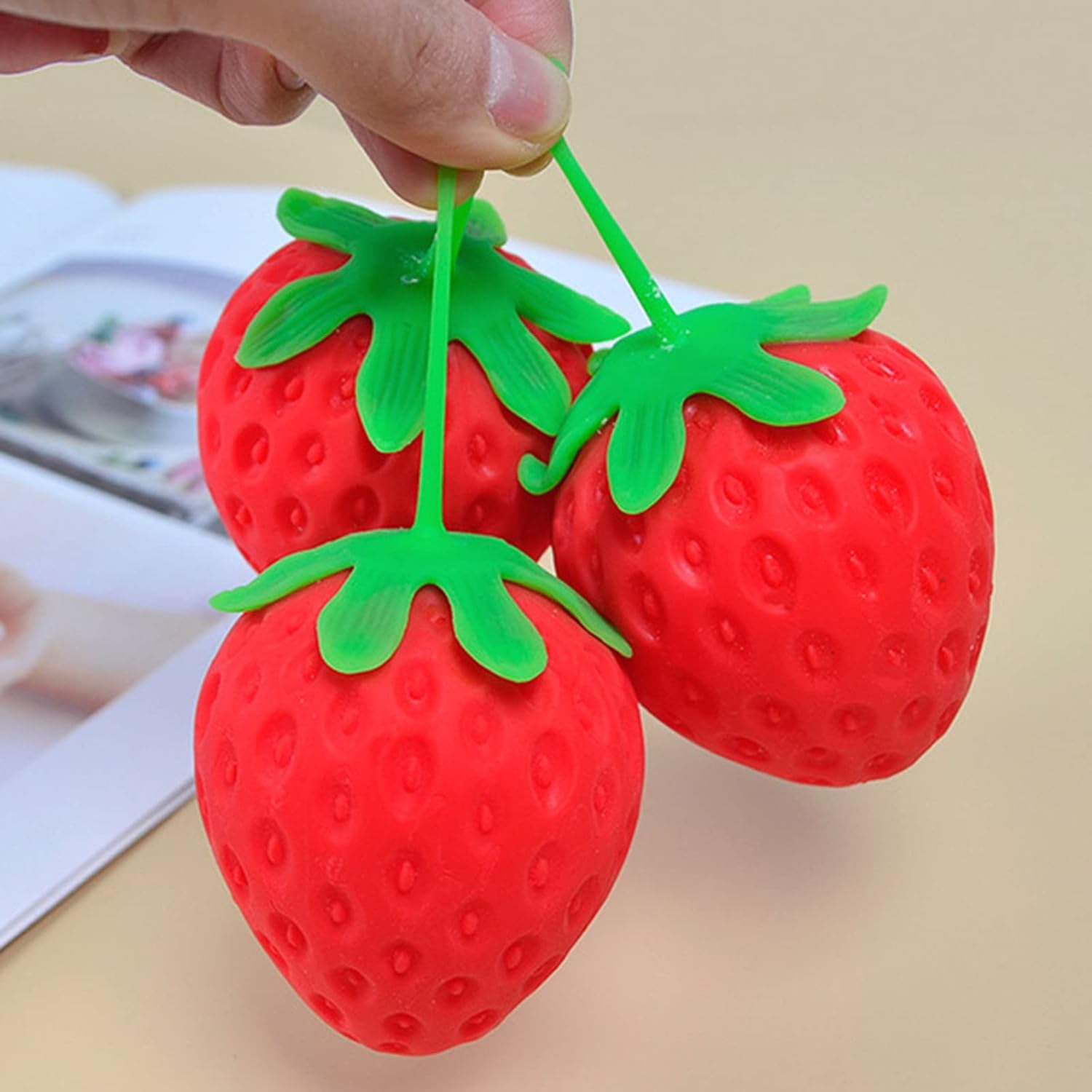 (100Pcs) Strawberry Squishies-Fruit Stress Balls Fidget Toys,Cute Relief Toy,Squeeze Dough Ball Stress Relief Hand Slow Rise Sunny Days Squishies,Soft Squeeze Decompression Dough for Adults(1)