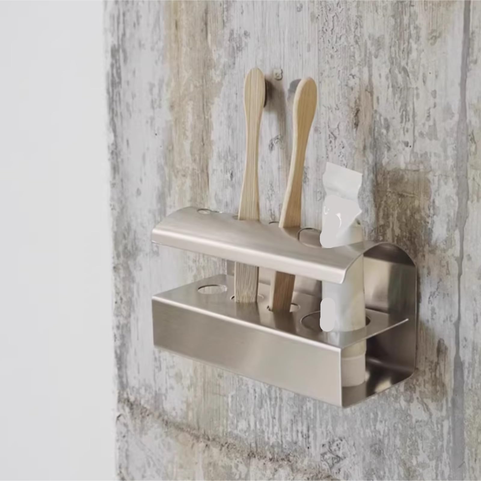 Organizer per Spazzolino da Denti Portaspazzolino da Parete in Acciaio Inox for Bagno con 4 Ganci for Appenderlo Accessori da Bagno