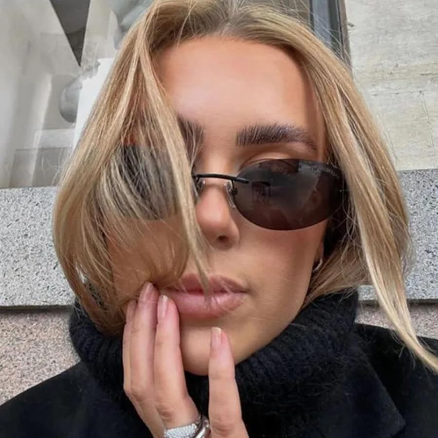 JUDOO Y2K Oval Sunglasses for Men Women 90s Vintage Rectangle Cool Glasses - Image 9