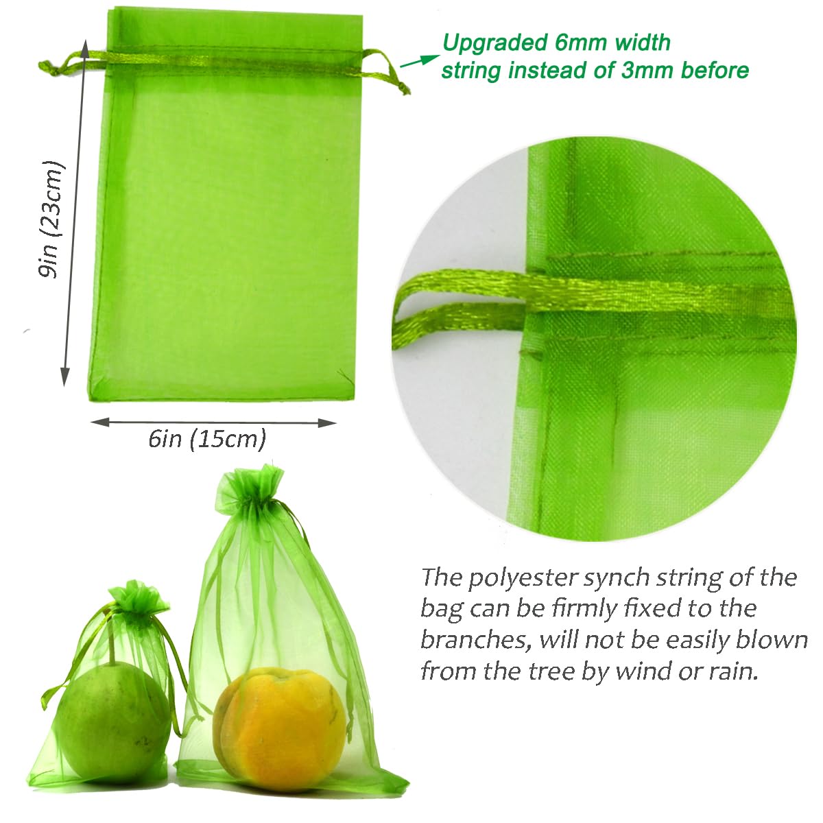 Yiiannda Lot De 50 Sacs De Protection Pour Fruits Verts - 15,2 X 20,3