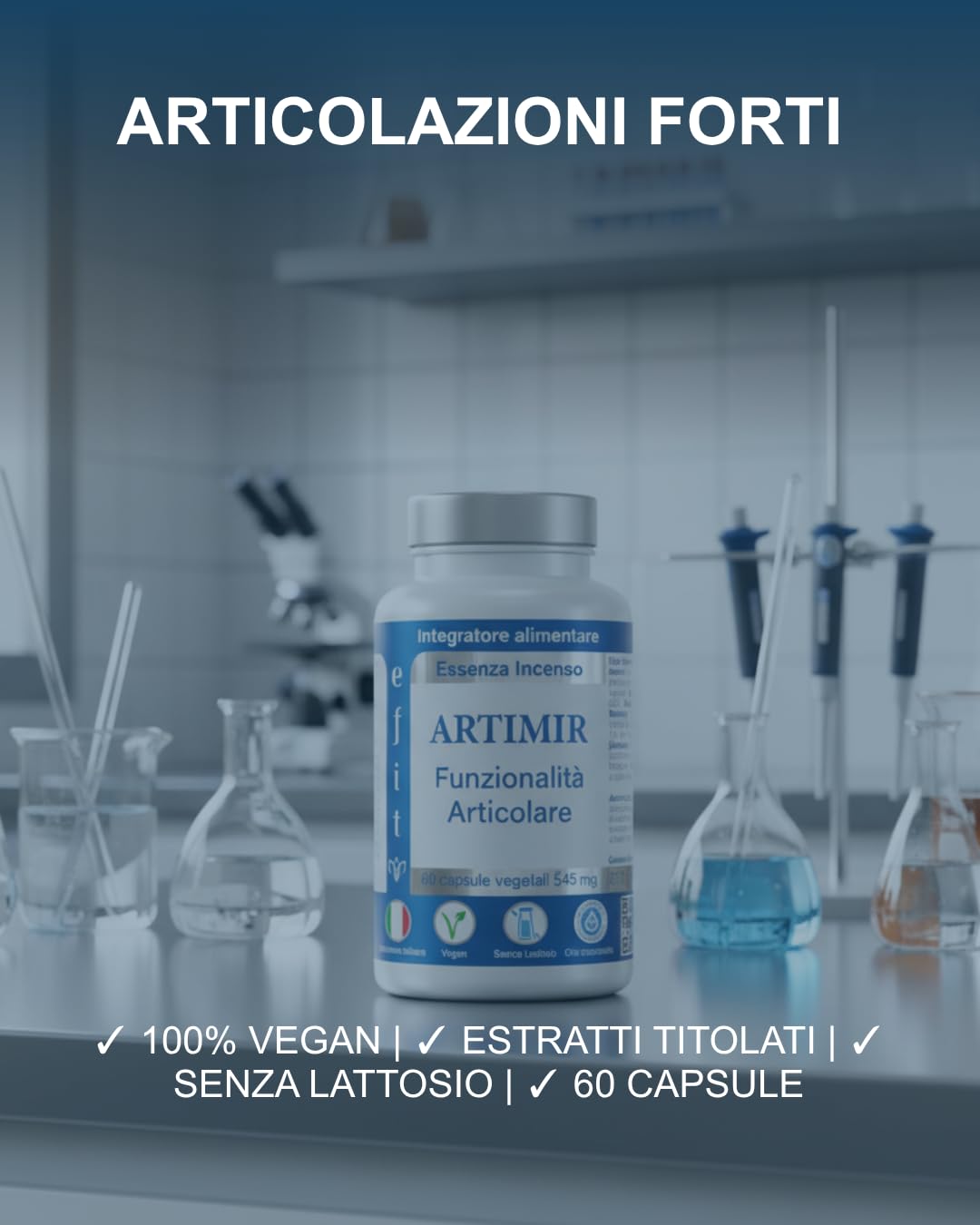 EFIT ARTIMIR Glucosamina MSM Acido Ialuronico - Integratore Articolazioni Alto Dosaggio con Boswellia Artiglio Diavolo Bromelina - Supporto Cartilagine Ossa Tendini - 60 Capsule Made in Italy