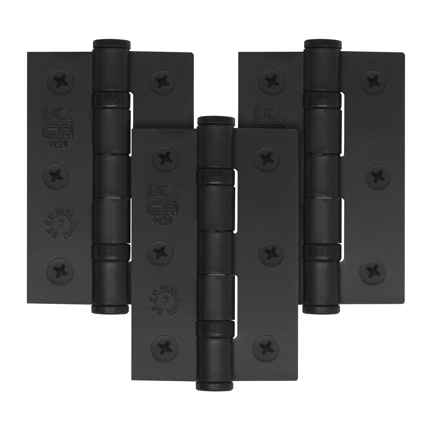 Eai Matt Black Black Door Hinges | 3 Inch / 76Mm Internal Fire Door Hinges | 1.5 Pairs