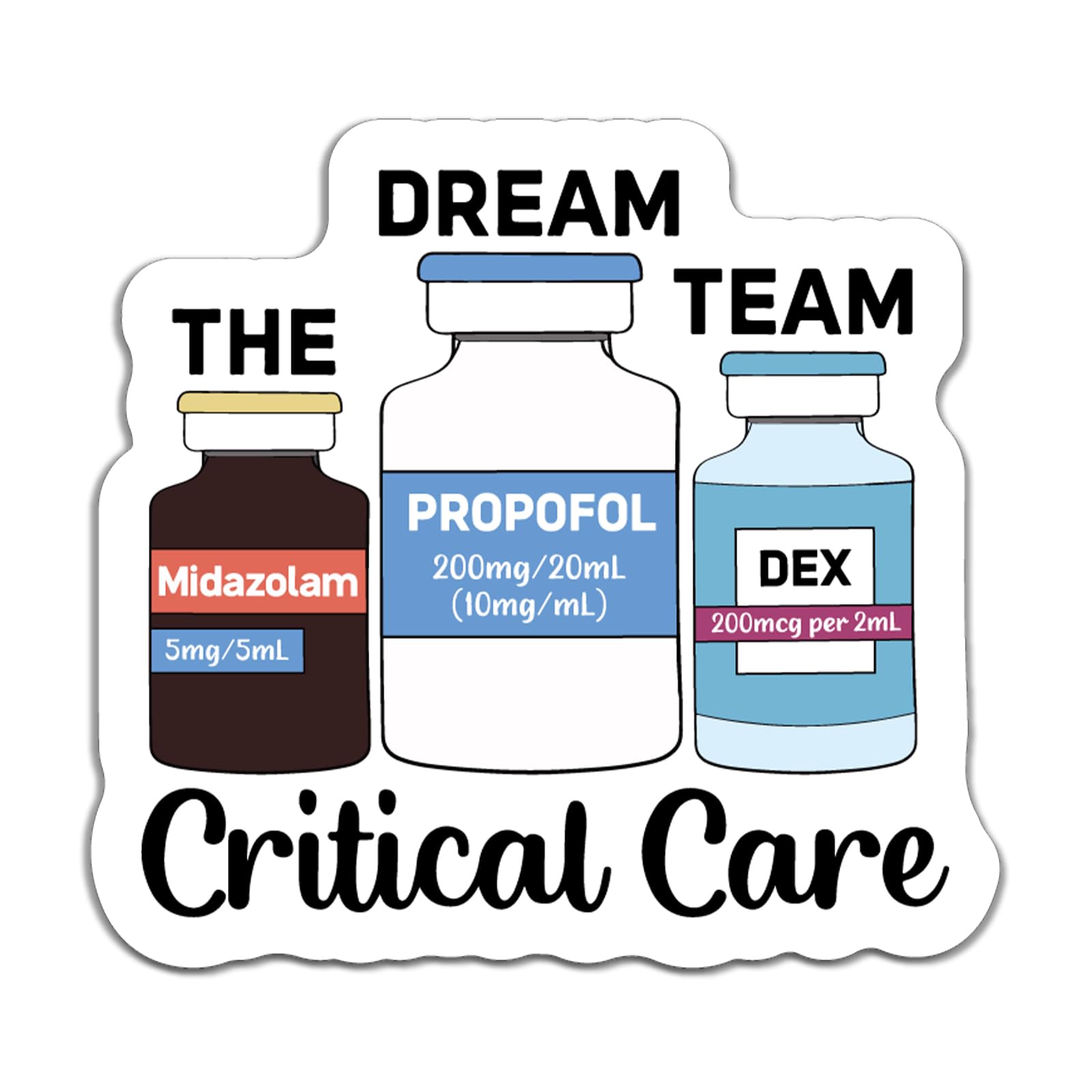 YAZMEEN 20 Pcs Funny Anesthetist Stickers 2.5" Critical Care Nurse Stickers Decals for Water Bottle Laptop Phone Funny Work Accessories for ICU ER EMT