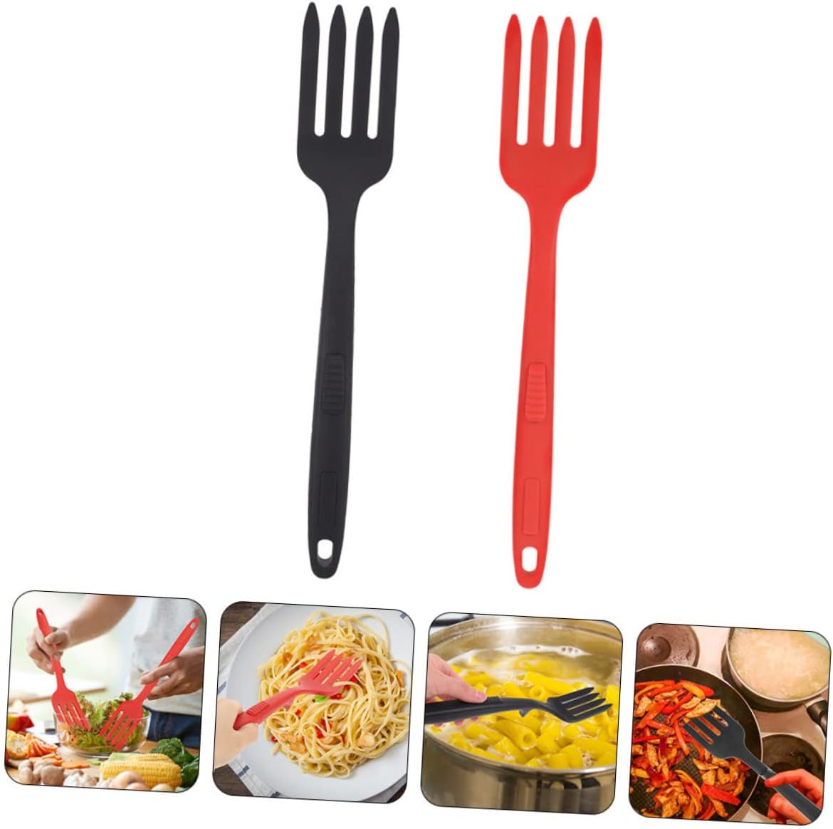2pcs Silicone Cooking Fork Set for Pasta and Salad Mixing