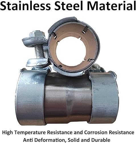 Miniatura 5 de Exhaust Pipe Clamp 45mm to 55mm Reducer Exhaust Band Clamp Stainless Steel Exhaust Pipe Connector with Butt Joint Double Exhaust Clamp