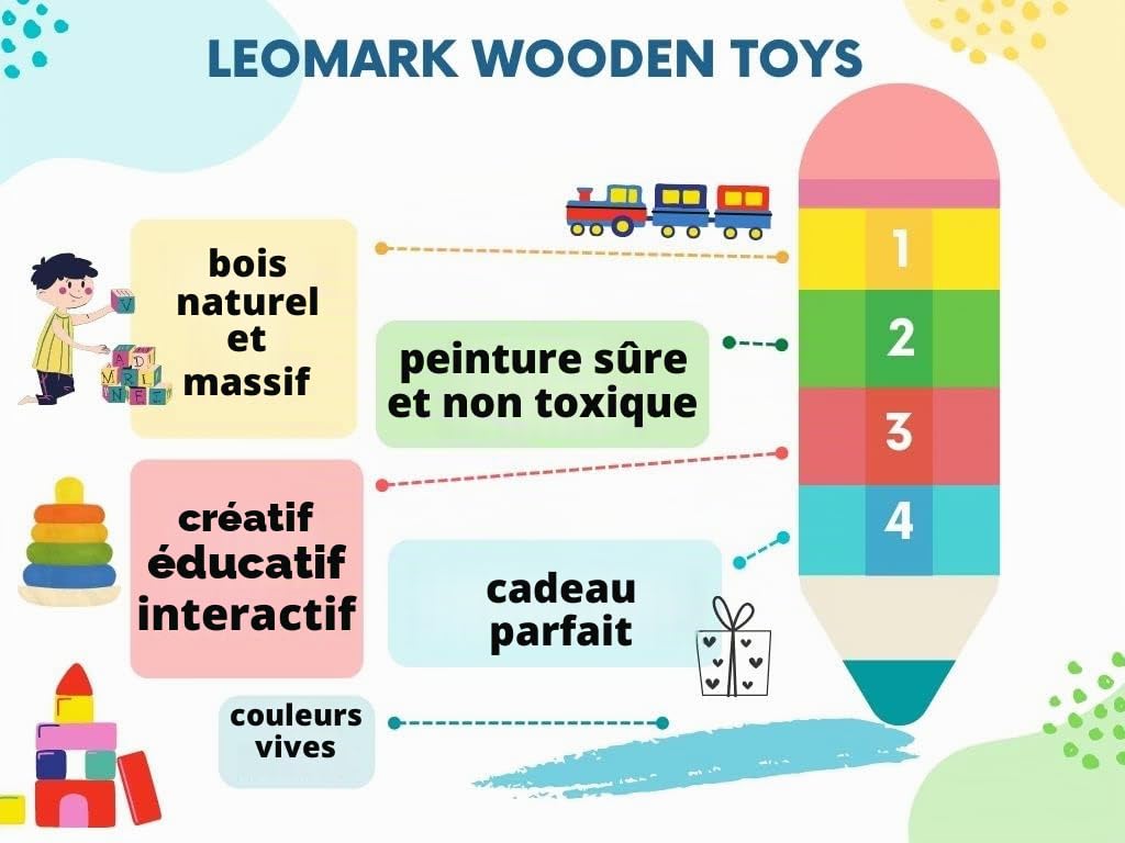 Leomark Etabli en Bois Massif - Rouge - Grand Modèle Jouet en Bois, Deluxe Outils de Charpentier pour Les Enfants, 28 Outils