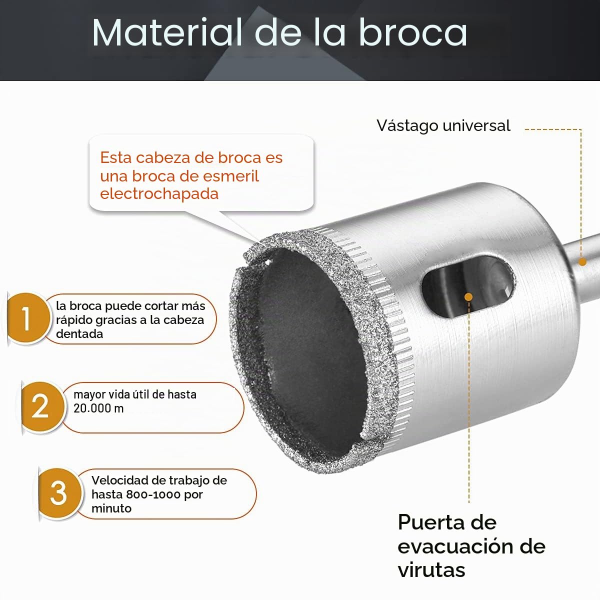 Flintronic - Broca de diamante, 15 piezas, sierra de campana, juego de herramientas, sierra de diamante para vidrio/azulejos, cerámica, mármol/porcelana de acero al carbono 8 mm-50 mm