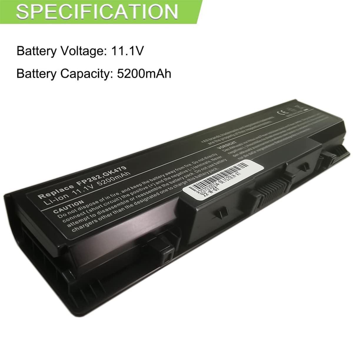 Batterie 11.1V 5200mAh Pour Dell Inspiron 1521 1720 Vostro 1500 – Remplacement FP282 GK479
