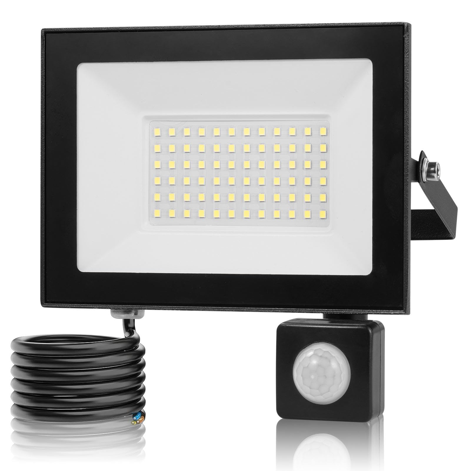 Bellanny Security Lights Outdoor Motion Sensor 50W 5000LM PIR Flood Light, IP66 Waterproof Outside Lights - 6500K Cool White Floodlight with Sensor, Wall Light Mains Powered for Garden Backyard Garage — image 1