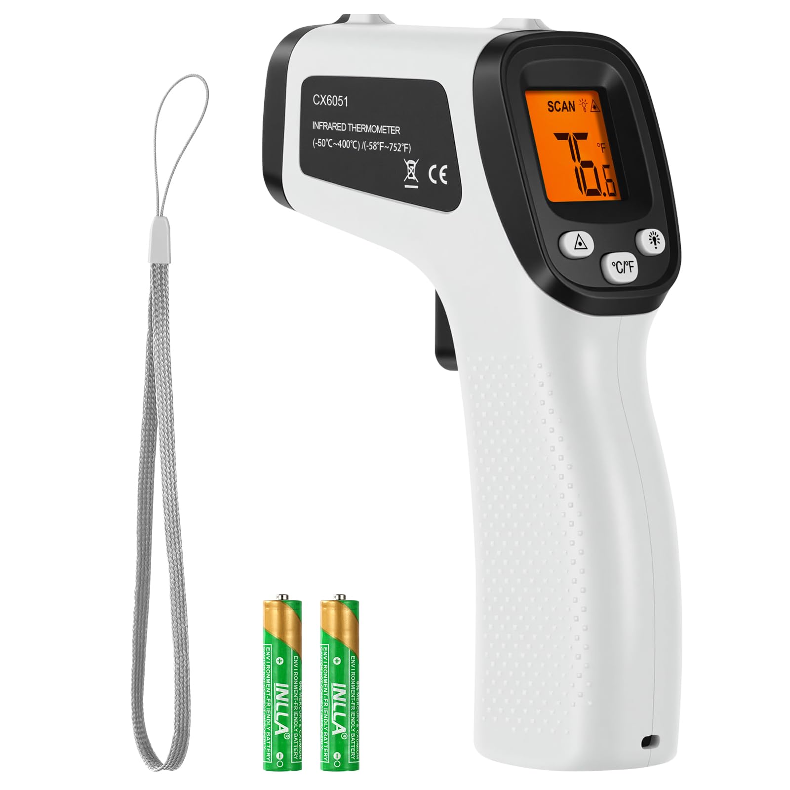 Termometro Infrarossi -50°C ~ 550°C Digitale Laser Senza Contatto Emissività Regolabile