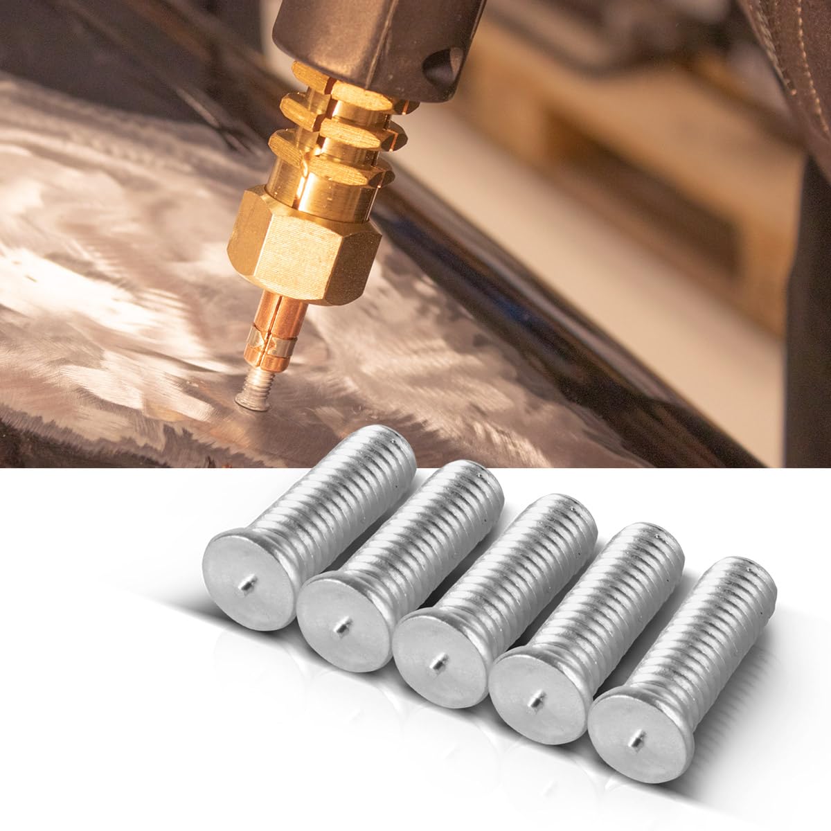 STAHLWERK Aluminium Schweißbolzen M5 Gewinde 200er Set, Smart Repair Zubehör für Ausbeulspotter/Dellenlifter/Punktschweißgerät/Ausbeulwerkzeug zur professionellen Reparatur von Kfz Karosserien