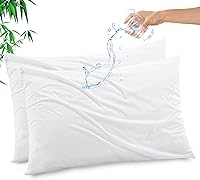 Vista 1 de Funda de almohada impermeable de bambú y rayón de Gogreen, funda de almohada transpirable, protector de almohada refrescante con cremallera, funda