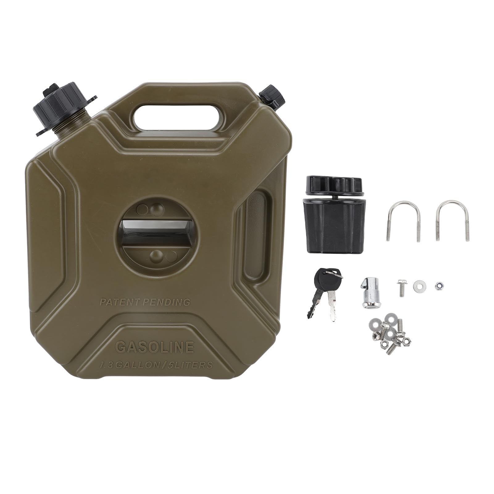 Latas de Almacenamiento de Gasolina, Lata de Almacenamiento de Gasolina, 5 Litros, 1,3 Galones, Tanque de Combustible de Repuesto Verde Portátil a Prueba de Golpes para (con