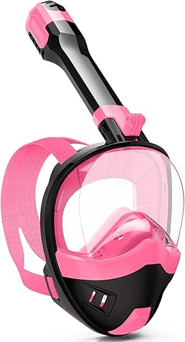Miniatura 12 de Máscara de esnórquel de cara completa, equipo de esnórquel para niños y adultos con el último sistema de respiración de parte superior seca y Negro