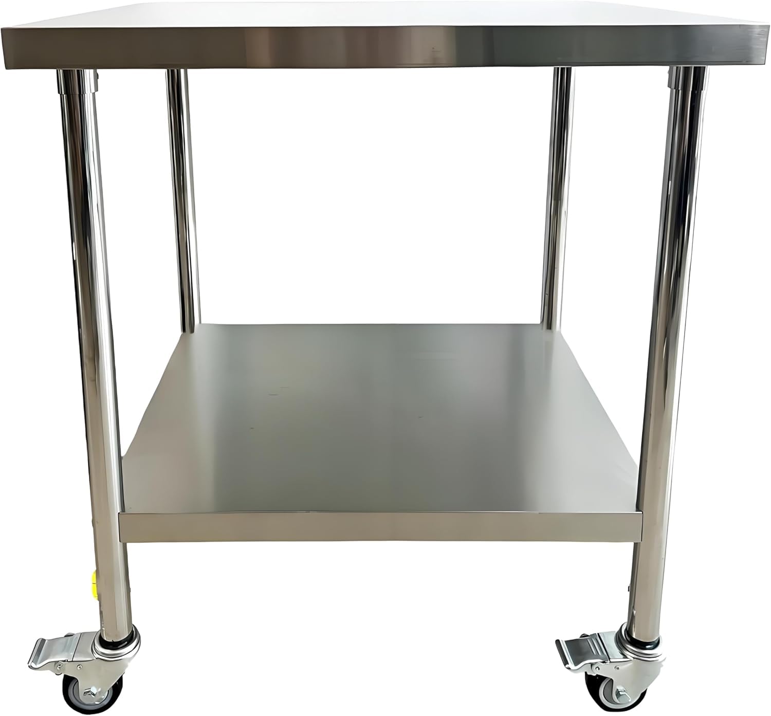 Edelstahl Küche Arbeitstisch Tisch 76x60x85cm ，2 Ebenen, mit Rollen, für Lebensmittelzubereitung Küche & Ablagefläche Multifunktionale Gastro Zubereitungstisch Grilltisch