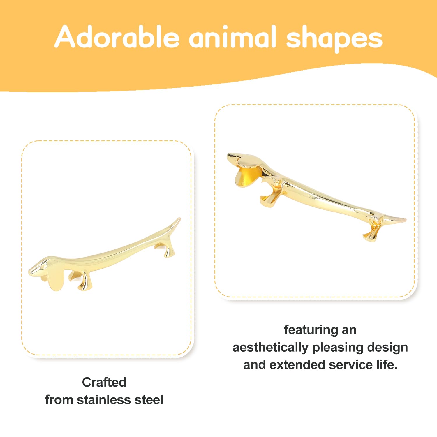 4 Soportes Palillos Acero Inoxidable Animal Perro Oro Posacucharas | Reposacubiertos Reutilizable para Mesa Comedor Cocina Restaurante