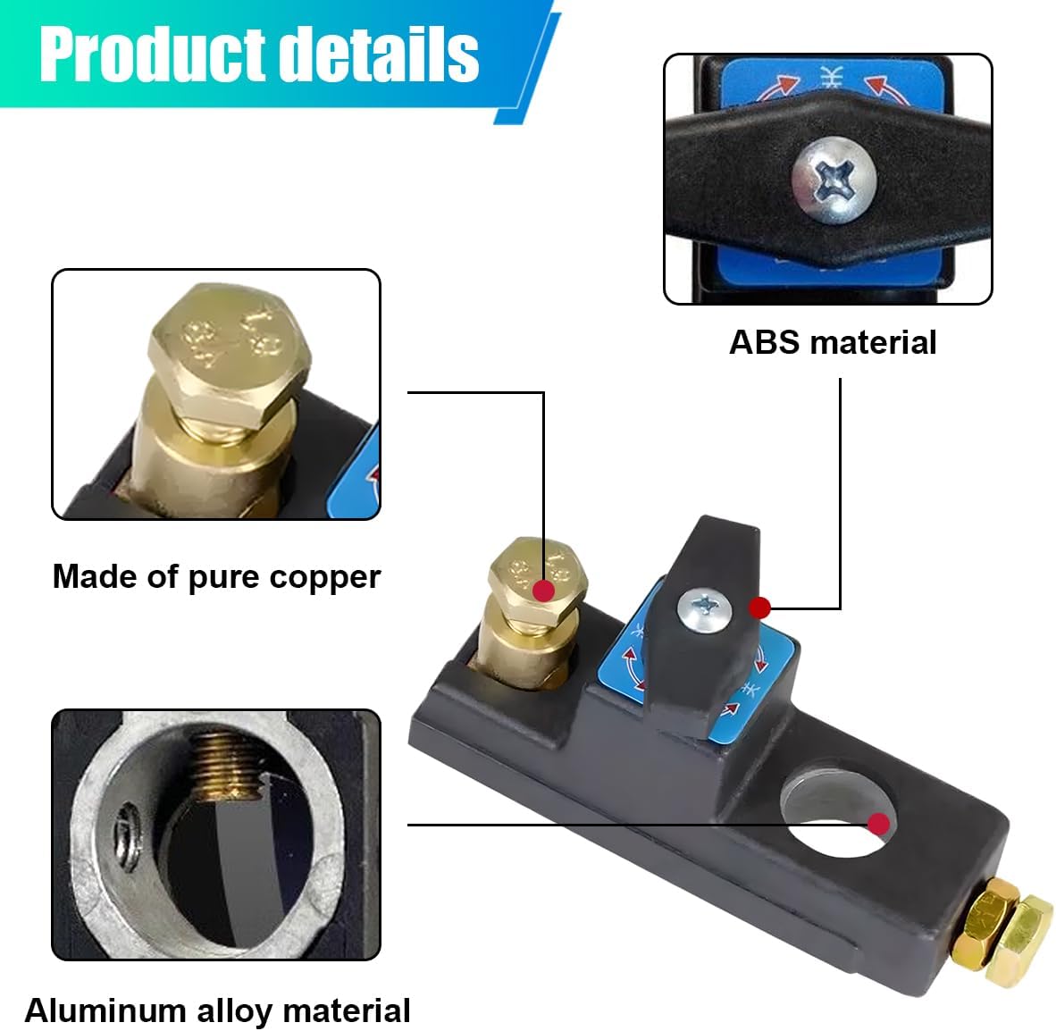 ZIMISI Smart Car Battery Disconnect Switch, 12V/24V Quick Disconnect Battery Cut Off Switch, Universal Master Power Cut Isolator Kill Switch for Car, RV, Boat, Truck (1PC)