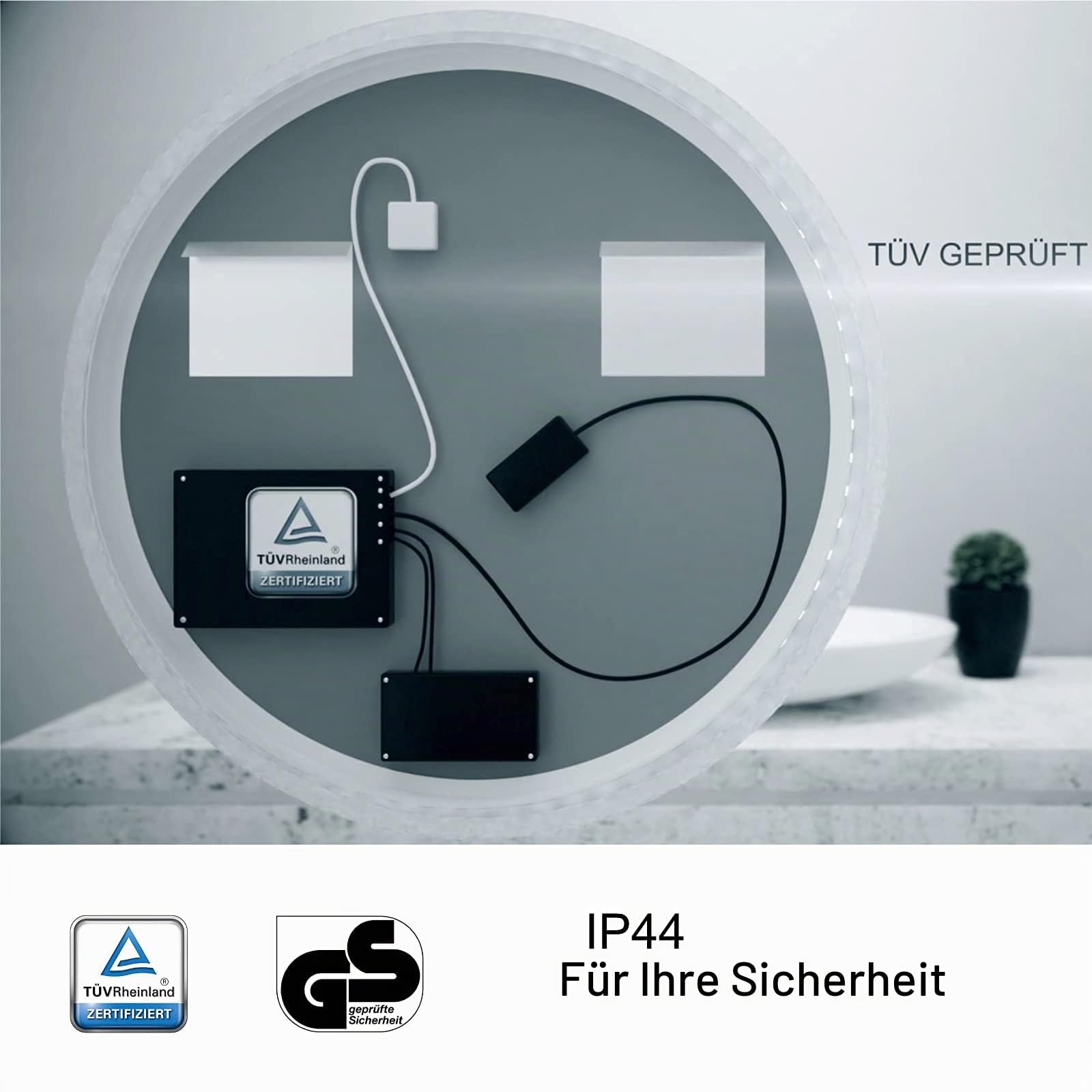runder LED-Badspiegel 60 cm mit Anti-Beschlag und Touch-Schalter