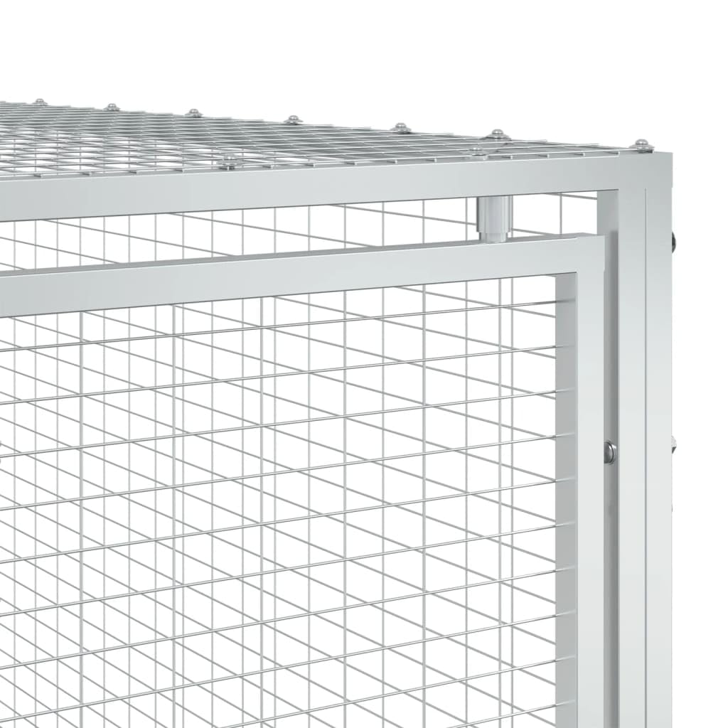 vidaXL Caseta Perros con Corral Acero galvanizado Gris 197x396x110 cm
