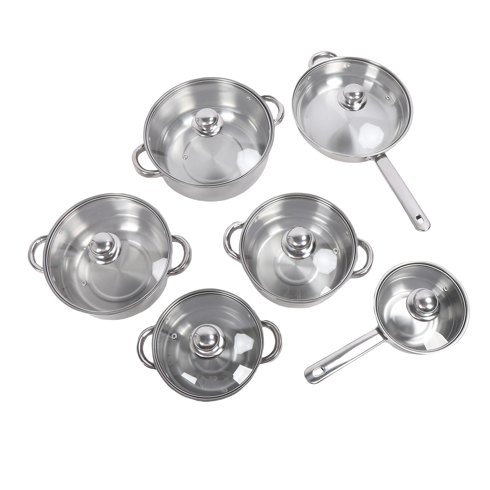 Set di pentole in acciaio inossidabile da 6 pezzi con coperchi anche per riscaldare pentole e padelle ispessite per la