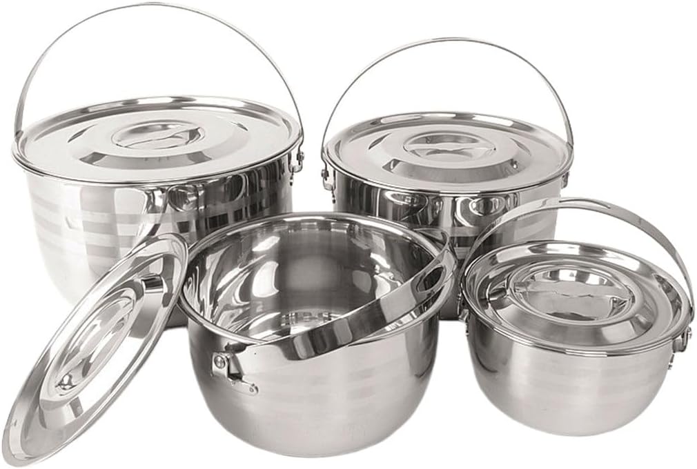 Outdoor Stainless Steel Four-piece Set Pot Picnic Barbecue Camping Hanging Kitchen Home