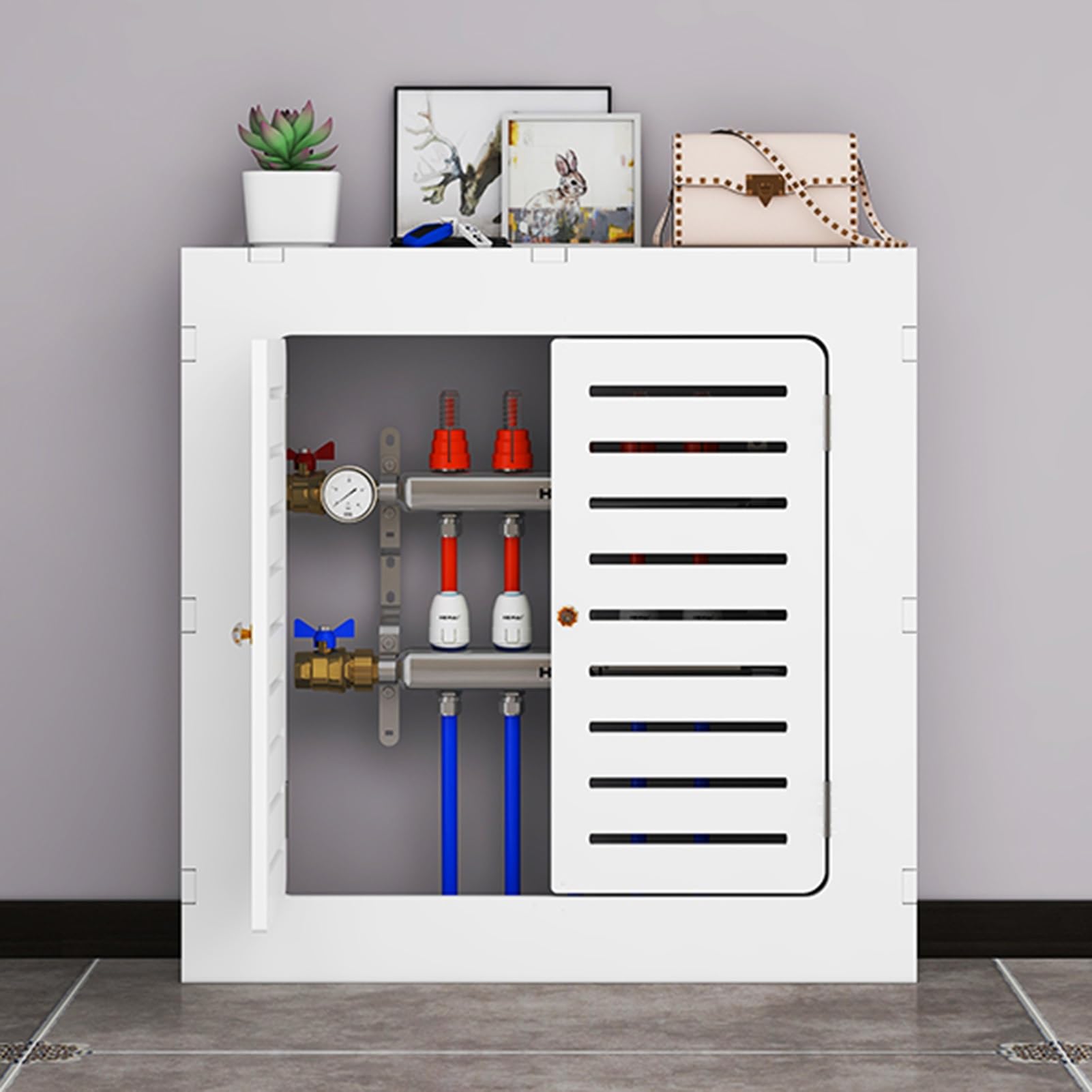 Cache-radiateur 2 portes pour masquer un chauffage inesthétique