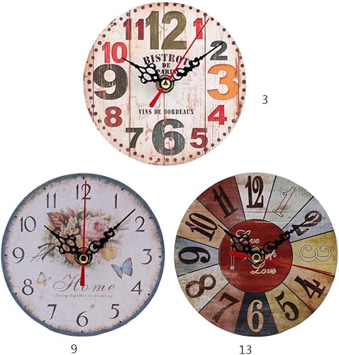 Miniatura 4 de Relojes de pared de madera sin tictac, funciona con pilas, estilo retro, decorativo, para sala de estar, cocina