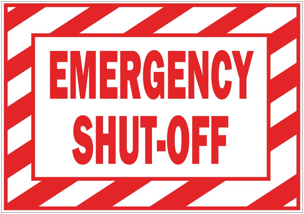 Emergency ShutOff, High Performance Vinyl, Safety Signs, Labels
