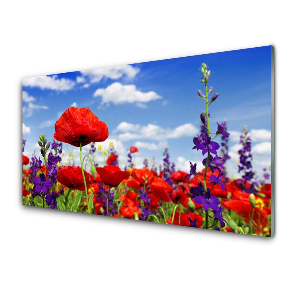 Tableau mural moderne fleurs pour salon élégant avec grand format en verre Tulup