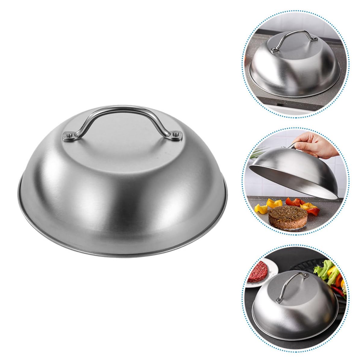 Coperchio per Pentola in Acciaio Inossidabile 2 Pezzi 23cm Design Versatile e Superficie Liscia Pratico e Facile da Conservare per Barbecue e Cucina