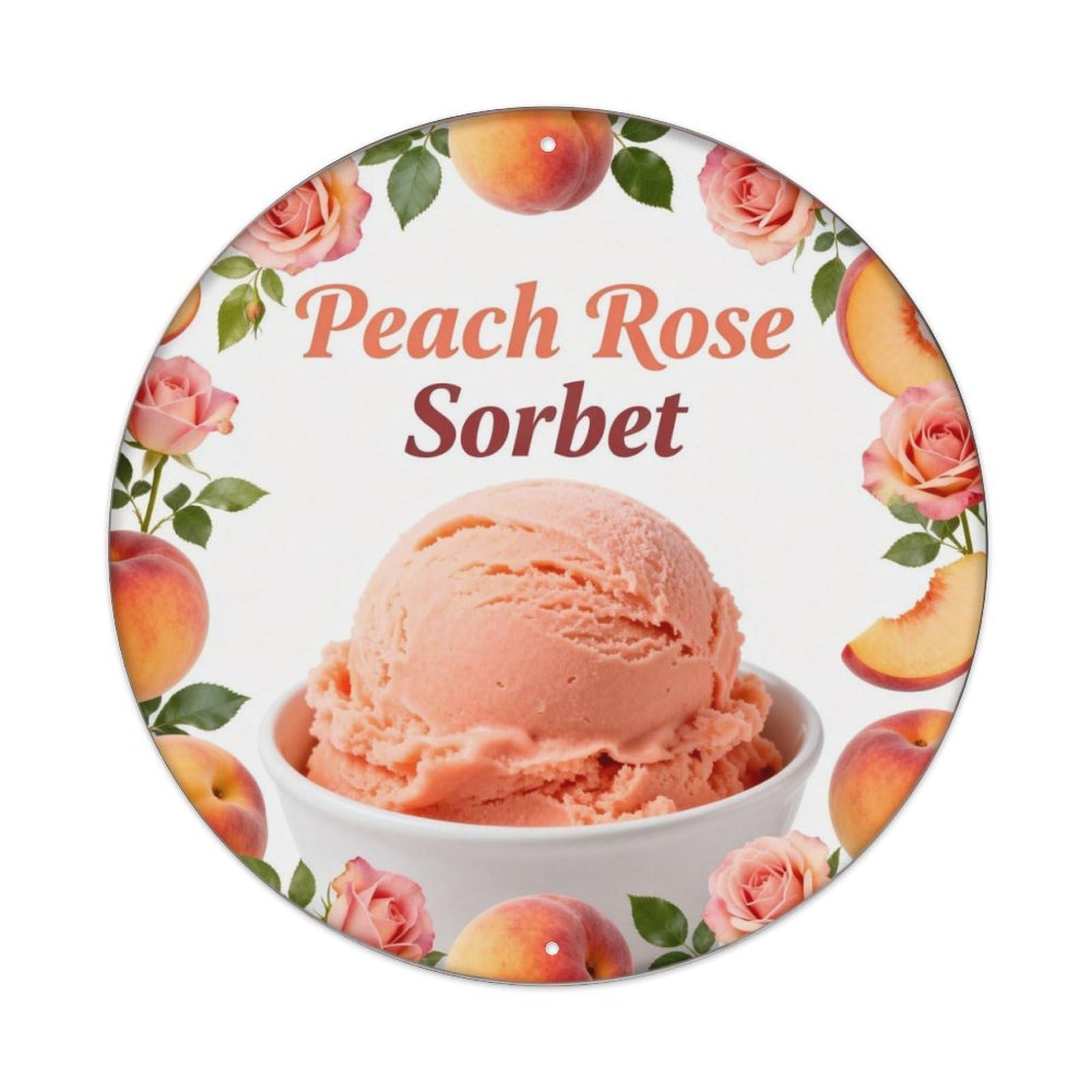 Peach Rose Sorbet Metal Tin Sign Plaque