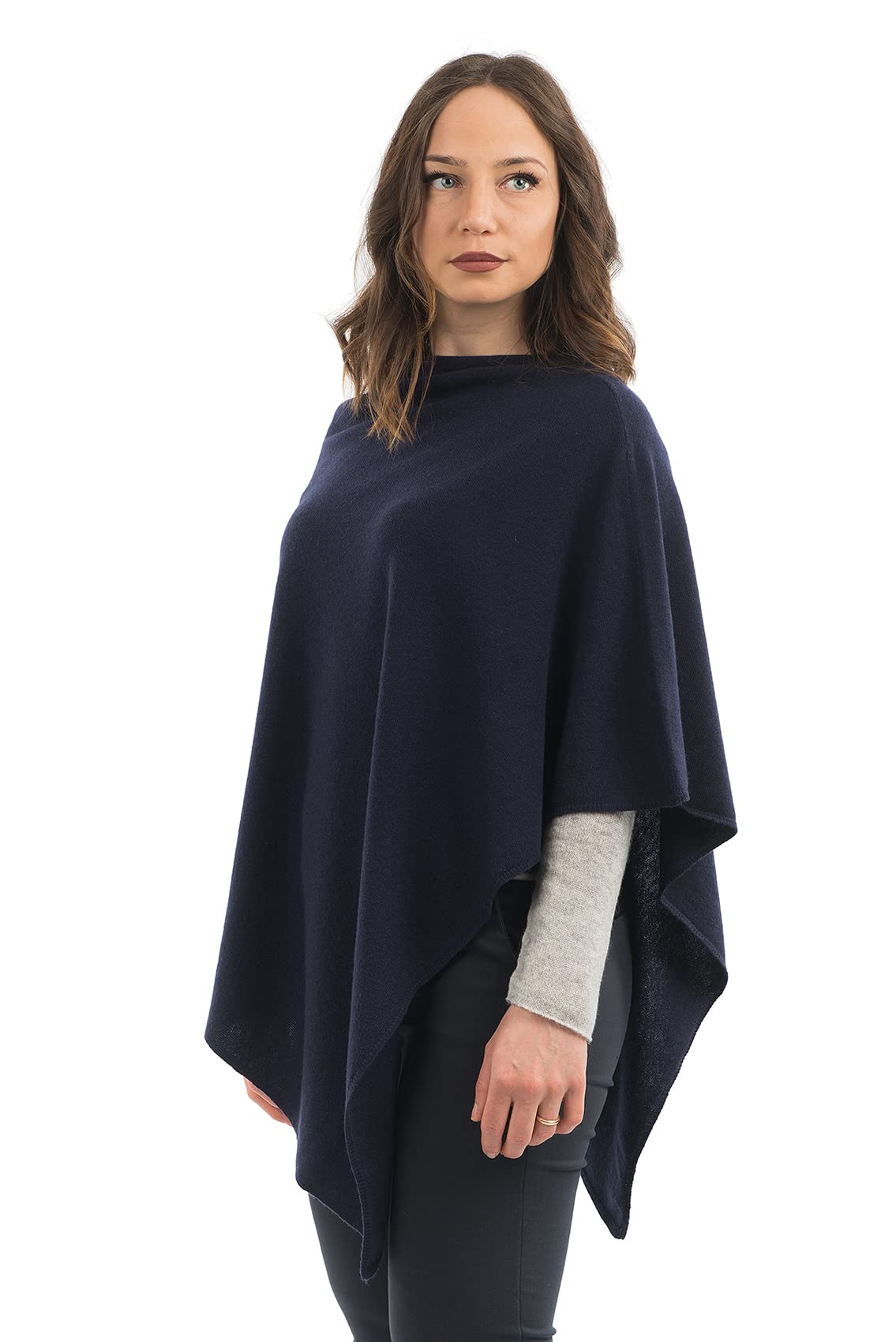 DALLE PIANE CASHMERE Poncho Donna Misto Cashmere Lana | Poncho mantella avvolgente, taglia unica, perfetto in viaggio e in città, un elegante regalo per lei, Made in Italy