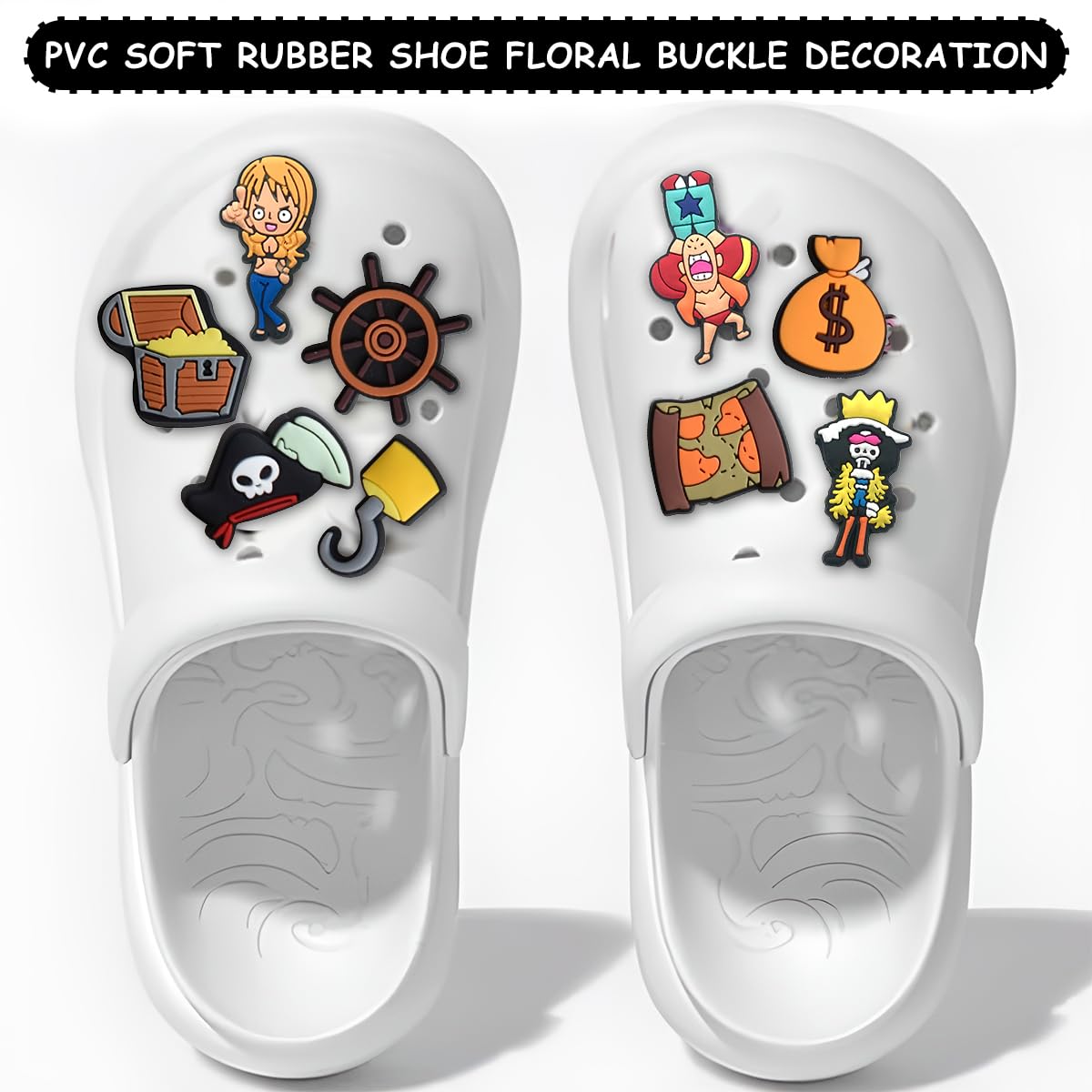 Decoración de zapatos Luffy 19pcs Pin crocs Accesorio de zapato Adornos de Zapatos Clog para Decoración de Zapatos, Pulsera Charms para Niñas y Niños