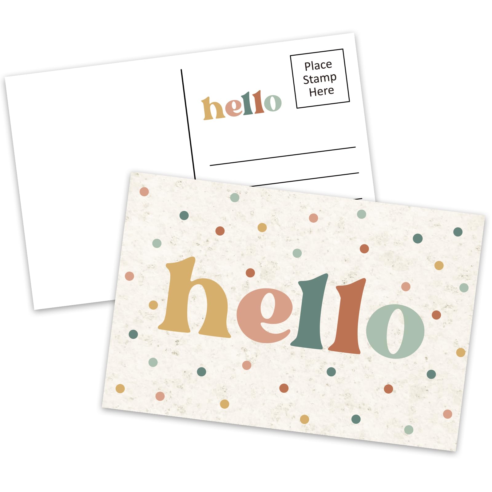 JarThenaAMCS 60Pcs Hello Postcards Boho Dot Mailing Post Cards Blank Greeting Note Cards For Birthday Baby Shower Party Favors Supplies, 4 x 6 Inch