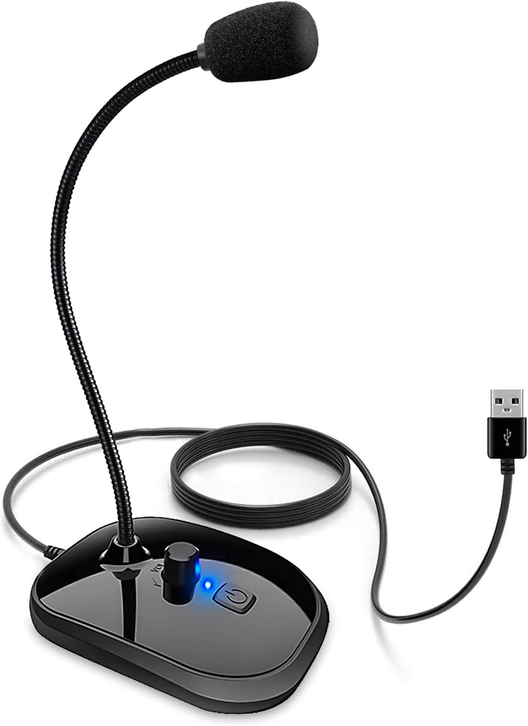 USB Microphone for Computer, PC Microphone with Rotary Knob Volume Control and Mute Button, Plug and Play Mic, Professional Microphone for Youtube, PS4, Dictation, Recording, Conference Call, Skype