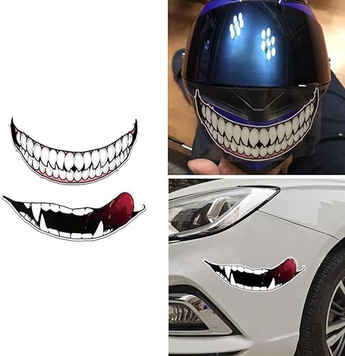 Miniatura 2 de Calcomanía reflectante para casco de moto, pegatinas divertidas para casco (Dientes grandes - 8'')