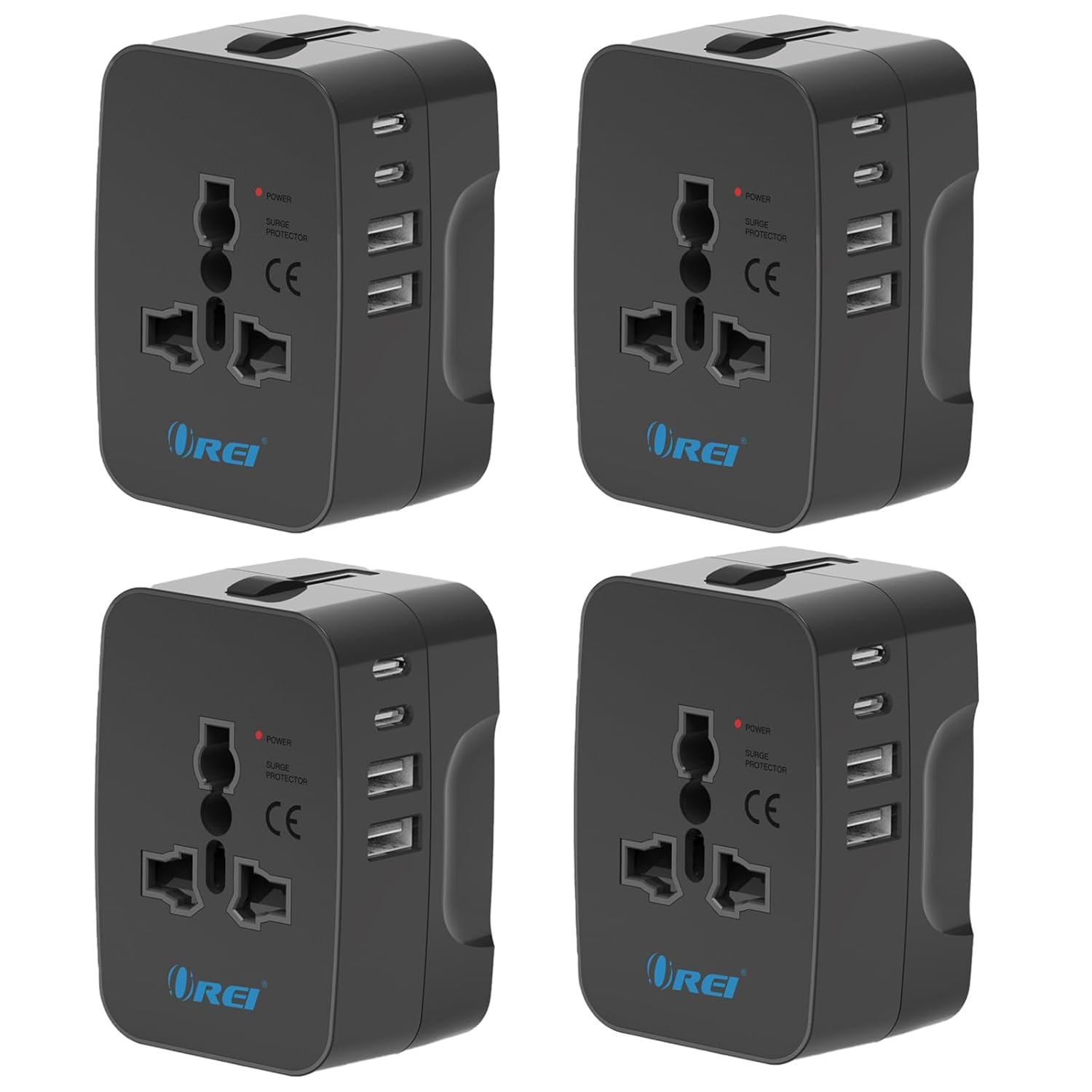 OREI 5 in 1 Universal Travel Adapter with Type C - International Travel Adapter - 2X USB-A and 2X USB-C (3.4A) - Universal Socket for USA, UK, Europe & More – CE, FCC Certified – 4 Pack-image-36