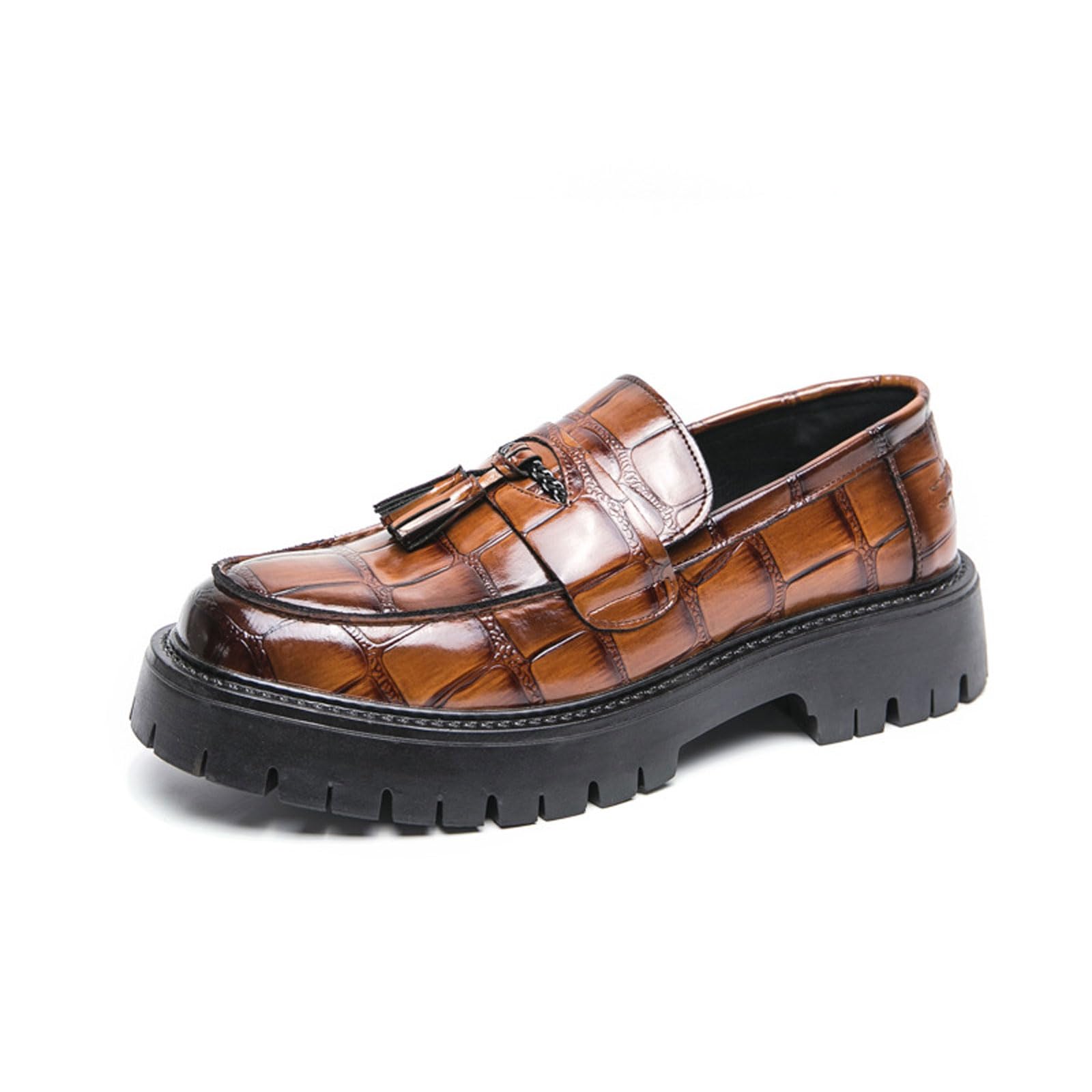 Mocasines Hombre con Borlas, Zapatos Elegantes Sin Cordones para Oficina, Bodas, Noches, Formal/Casual
