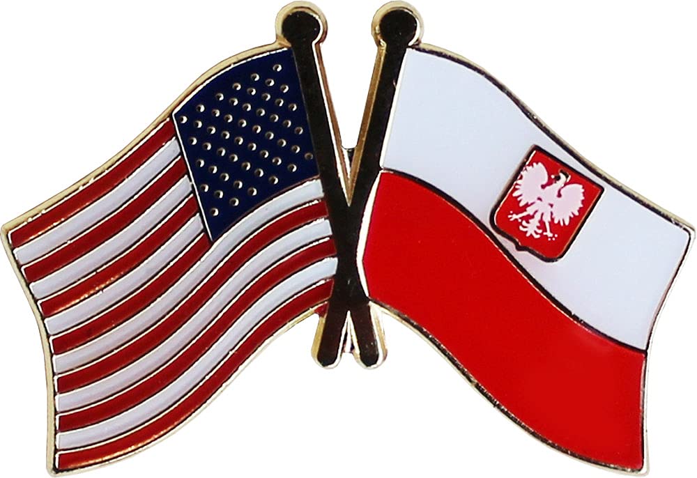 USA and Poland (Eagle) Flag Die-struck Metal Friendship Lapel Pin with Butterfly Clasp Closure