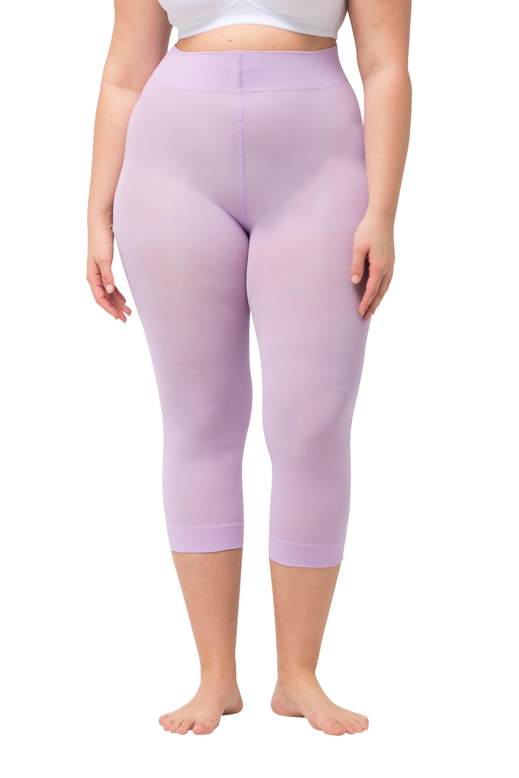 Ulla Popken, Ladies Large Size 80 Denier Opaque Stocking Capri, purple, 58-60