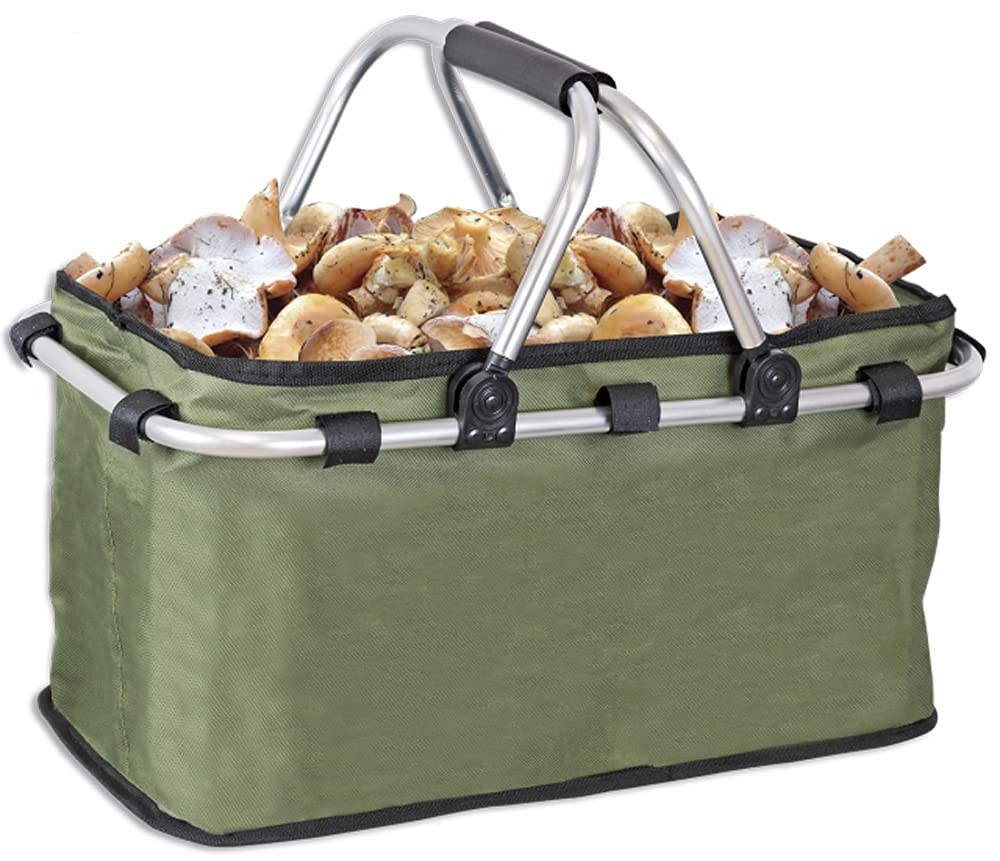 Tiendas LGP Albainox, Set Cesta Multiusos Plegable Especial para recolección de Setas y Frutas + Navaja Plegable Setera, Hoja de 7,2 cm.