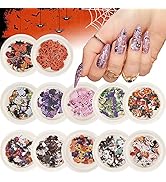 Kalolary 12 Boxes 3D Halloween Nail Art Sequin Stickers, Holographic Halloween Witch Pumpkin Bat ...