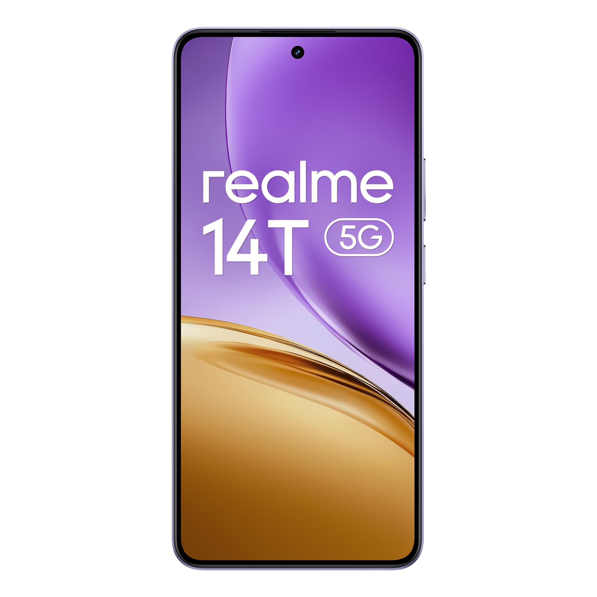 Smartphone realme 14T 5g, 8+256GB,batteria 5260 mAh,Processore Dimensity 6300, IP69, display 120Hz,Fotocamera AI da 50MP, Lightning Purple, esclusiva Amazon(Nessun adattatore)