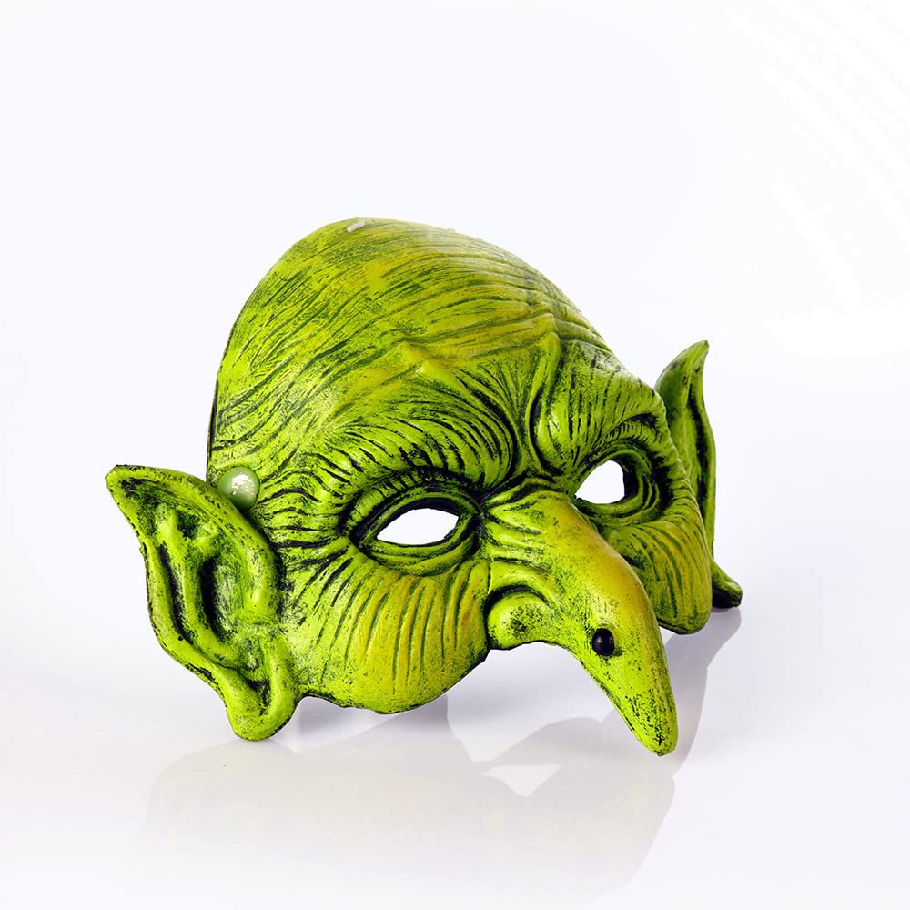 KIPETTO Halloween Witch Mask Scary Green Half Face Mask for Halloween Cosplay Carnival Party Costume