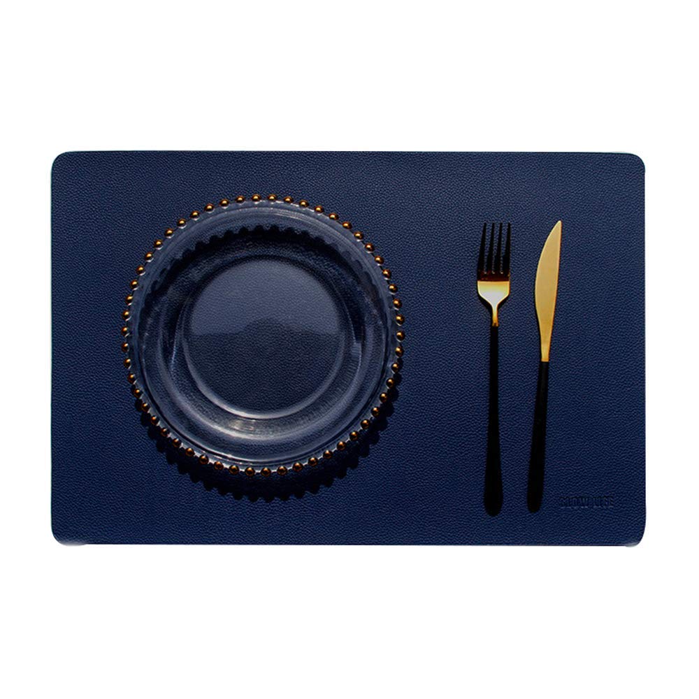 Napperon de Table rectangulaire Classique en Cuir PU, imperméable, résistant à l'huile, Isolation antidérapante, Cuisine Durable, Salle à Manger, Multicolore Disponible, Jaune (Bleu)