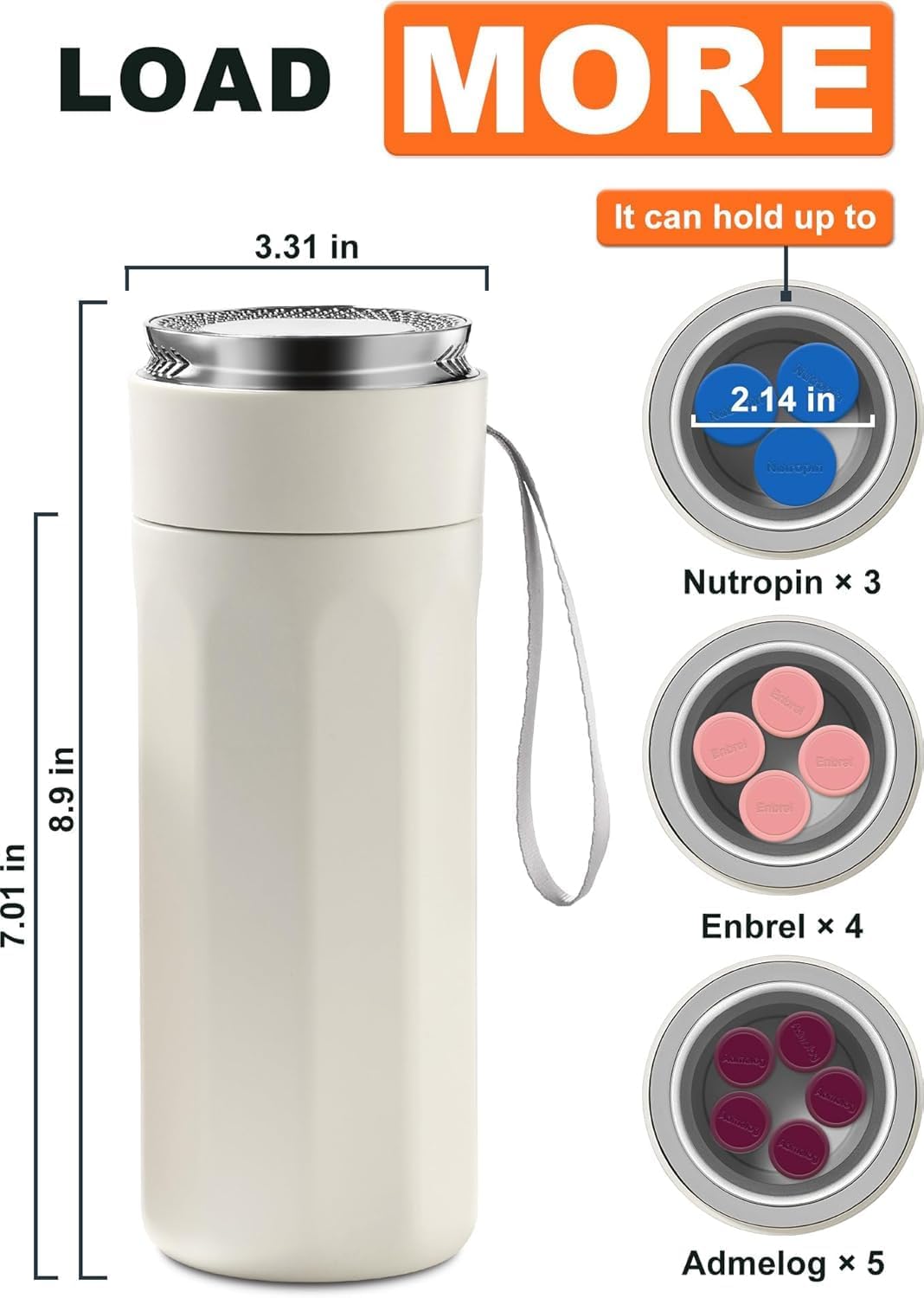 Insulin Cooler, Electric Medication Insulin Pen Cooler for Travel, Insulin Cooler Travel case for Diabetic, Portable Diabetic Cooling Bottle Travel case with USB & Temp Display for Insulin Pen(Beige)