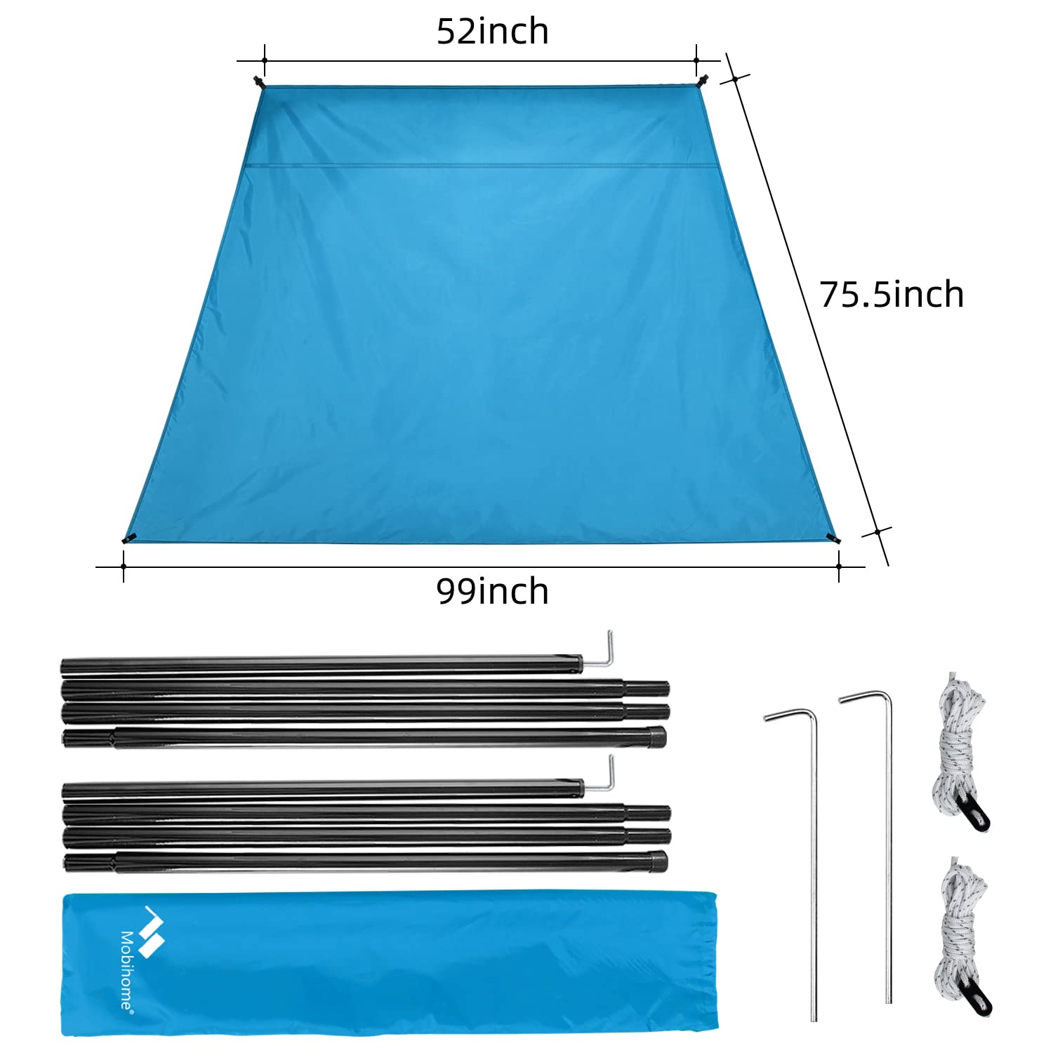 Toldo desplegable de 8.2 x 8.2 pies, sombrilla deportiva portátil instantánea, fácil de instalar y quitar, con protección solar y una pared de sombra incluida (azul toldo) 2
