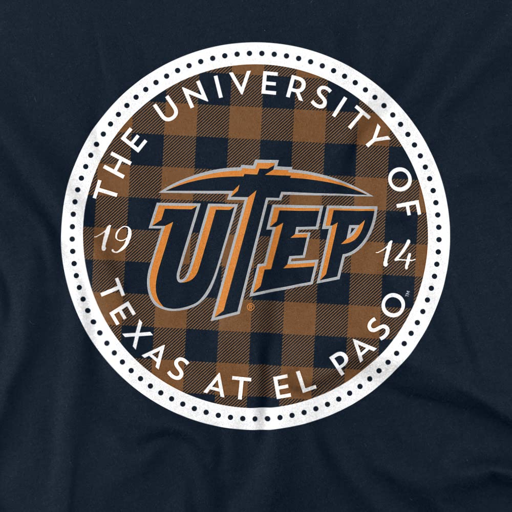 UTEP UT El Paso Official Plaid Badge Unisex Adult T Shirt,Plaid Badge, 2X-Large