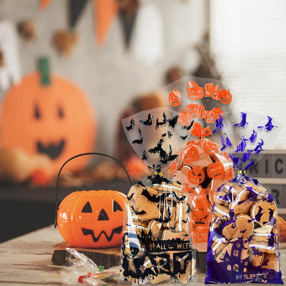 Lot De 100 Sacs Cadeaux De Fête D'Halloween Avec Attaches